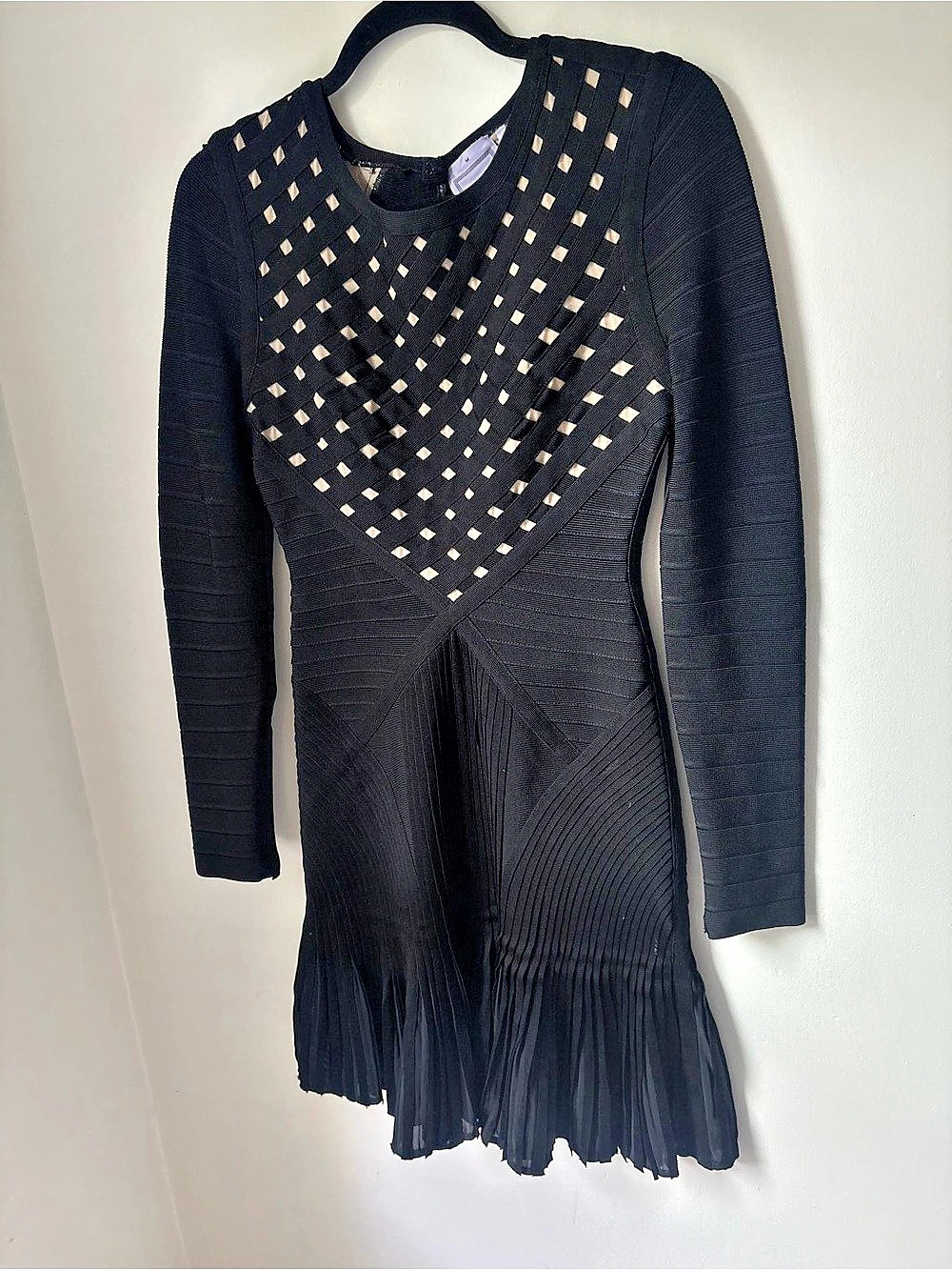 Herve Leger Black Long Sleeve Mini Dress